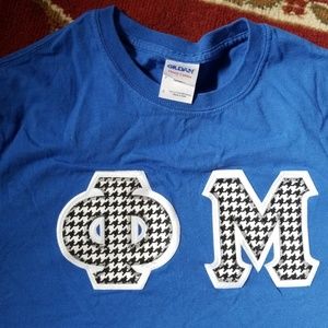 Phi Mu houndstooth stitched letters